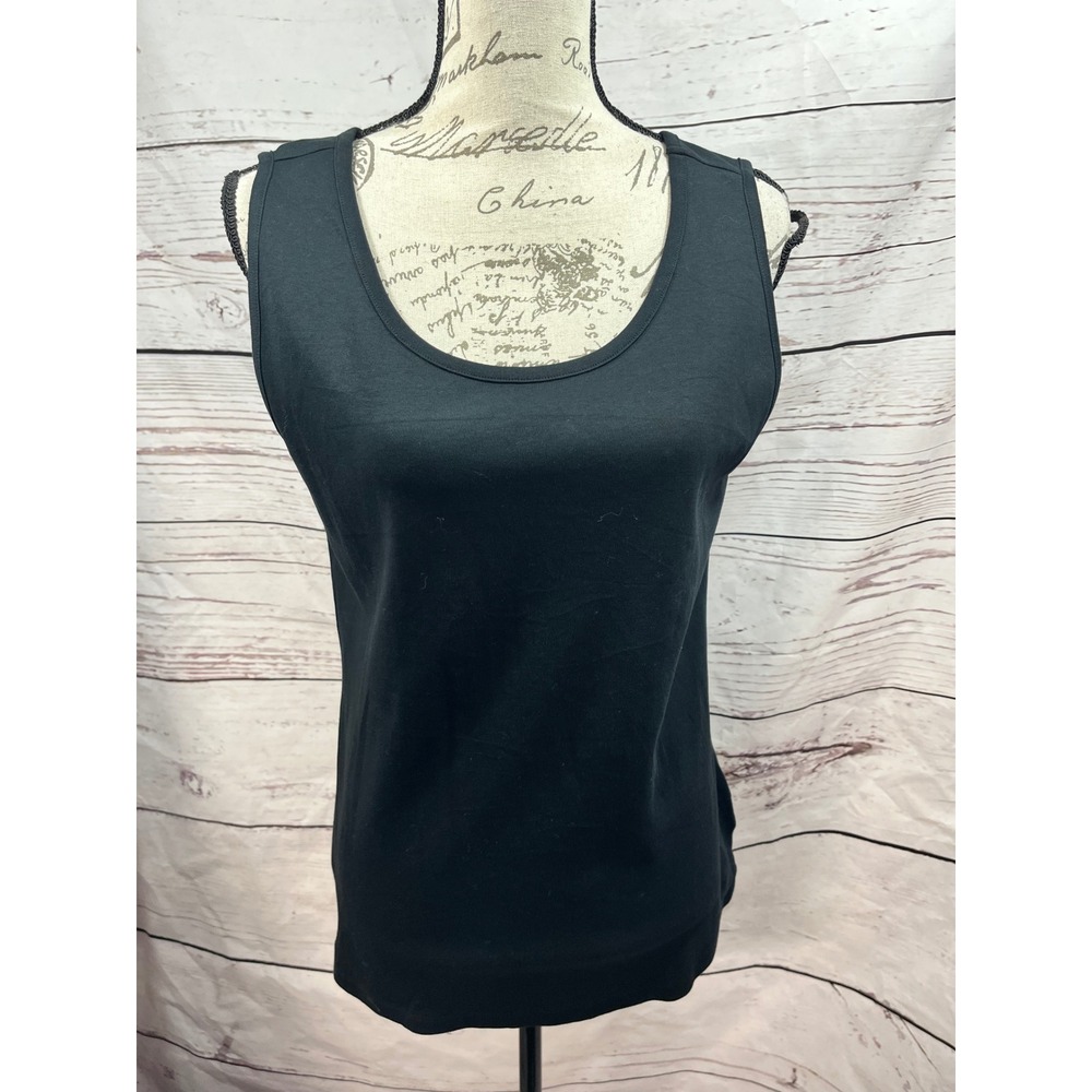 Lands End Black Scoop Neck Tank Top Women's‎ Medium M Basic Essential Layering